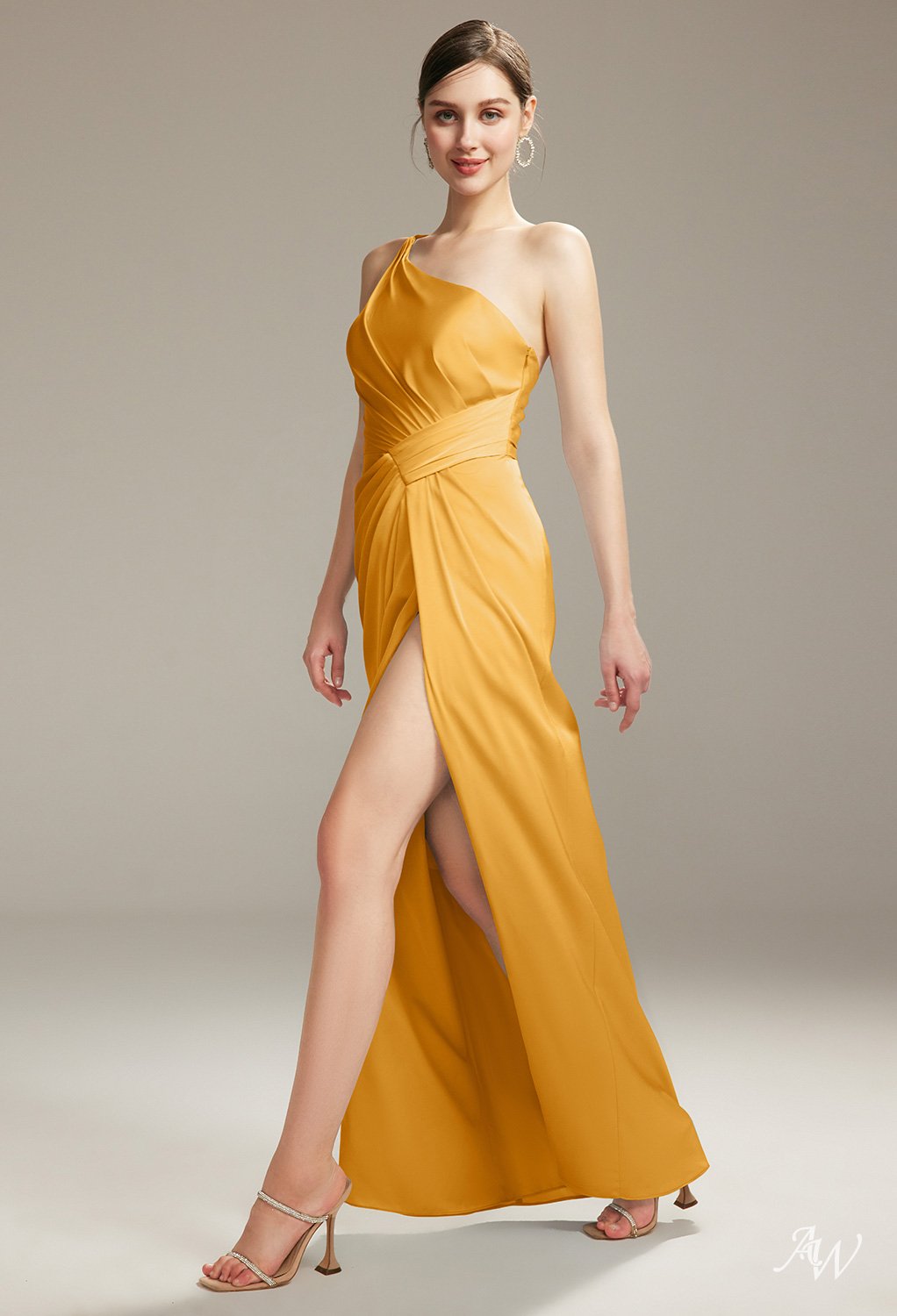 AW Arum Mango Satin Charmeuse Bridesmaid Dresses image5